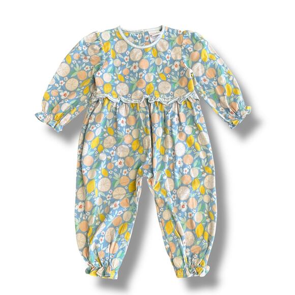 Stitchy Fish nwot Toddler Girl Romper 3T Citrus Fruit Print Cotton One Piece - Picture 1 of 10